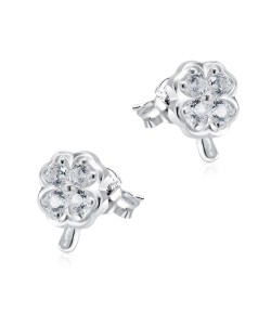 Beautiful Leaf Clover CZ Silver Stud Earring STS-5168